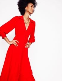 Scalloped Collar Tea Dress-Poppy Red Boden USA at Boden