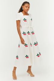 Scalloped Rio Dress w Embroidery - Large Strawberry Embroidery HVN at HVN