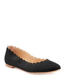 Scalloped Suede Ballet Flats at Neiman Marcus