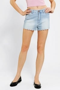 Scalloped denim shorts at Urban Outfitters