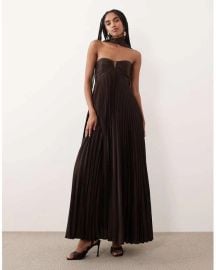 Scarf Babydoll Maxi Dress in brown at ASOS