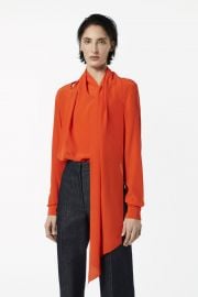 Scarf-neck Blouse in Bright Orange at Victoria Beckham