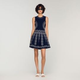 Scarf-print knit mini dress at Sandro