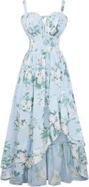 Scarlet Darkness Corset Dress for Women High Low Milkmaid Dress | Flowy Cottagecore Sweetheart Neckline Floral Summer Sundress with Pockets Suitable for Wedding Party at Amazon