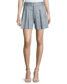 Scarlet High-Rise Chambray Flutter Shorts by Alice and Olivia at Neiman Marcus