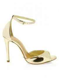 Schutz - Saasha Lee Metallic Leather Ankle-Strap Heels at Saks Fifth Avenue