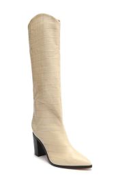 Schutz Analeah Pointed Toe Knee High Boot in Natural Snake Print at Nordstrom