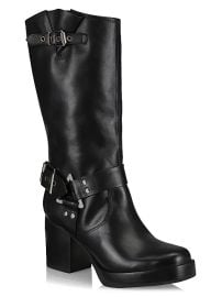 Schutz Kiara 76mm Leather Zip Up Block Heel Boots at Saks Fifth Avenue