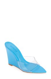 Schutz Lucimara Vinyl Wedge Sandal in Transparente/Blue  at Nordstrom