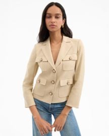 Schuyler Flap-Pocket Jacket in Stone Khaki at Veronica Beard