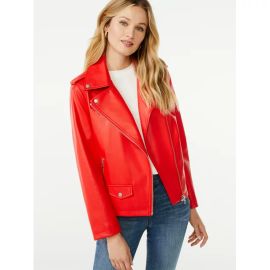 Scoop Faux Leather Moto Jacket at Walmart