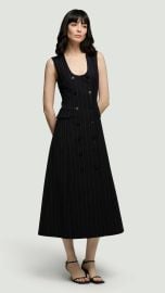 Scoop Neck Double-Breasted Dress in Stretch Wool Women39s Tops Argent at Argent