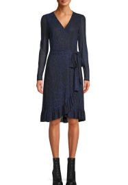 Scoop Printed Mesh sleeve Wrap Dress at Walmart