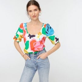 Scoopneck cotton poplin top in Ratti jardin floral by J. Crew at J Crew