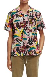 Scotch Soda Floral Short Sleeve Button-Up Shirt at Nordstrom