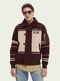 Scotch Soda Jacquard wool blend bomber jacket at Scotch & Soda