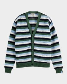 Scotch Soda Mens Crochet Knit Cardigan at Neiman Marcus