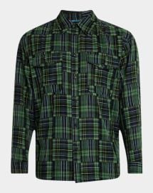 Scotch Soda Mens Patchwork Plaid Button Down Shirt at Neiman Marcus
