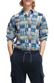 Scotch Soda Mens Regular Fit Plaid Cotton Flannel Button-Up Shirt at Nordstrom