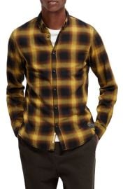 Scotch Soda Mens Slim Fit Plaid Stretch Cotton Button-Down Shirt at Nordstrom