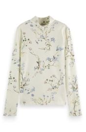 Scotch Soda Print Stretch Organic Cotton Mock Neck T-Shirt at Nordstrom