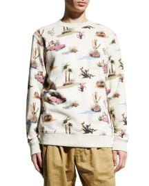 Scotch amp Soda Menx27s Allover-Print Crew Sweatshirt at Neiman Marcus