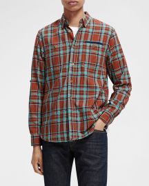 Scotch amp Soda Menx27s Check Flannel Sport Shirt at Neiman Marcus