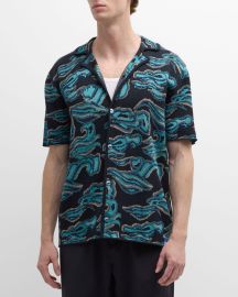 Scotch amp Soda Menx27s Jacquard Camp Shirt at Neiman Marcus