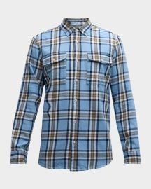 Scotch amp Soda Menx27s Yarn-Dyed Flannel Sport Shirt at Neiman Marcus