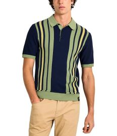 Scotch amp Soda Stripe Structured Knit Short Sleeve Polo Shirt Dillardx27s at Dillards