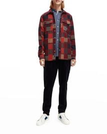 Scotch and Soda Jacquard Patchwork Snap Up Shirt Jacket at Neiman Marcus