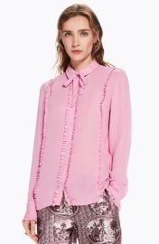 Scotch and Soda Ruffle Trim Tie Neck Top at Nordstrom