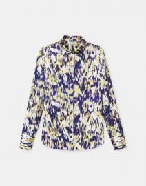 Scottie Blouse In Autumn Haze Print Artistry Silk  Lafayette 148 New York at Lafayette 148 New York