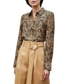 Scottie Collared Animal-Print Silk Blouse at Neiman Marcus