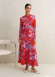 Scribbled Floral Print Fit And Flare Maxi Dress MEEM Tulip RedMulti at Me and Em