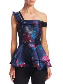 Scripted - Floral Jacquard Peplum Top at Saks Fifth Avenue