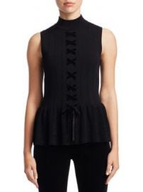 Scripted - Sleeveless Lace-Up Peplum Sweater at Saks Fifth Avenue