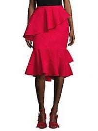 Scripted - Tiered Ruffle Midi Skirt red at Saks Fifth Avenue