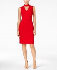 Scuba Crepe Choker Sheath Dress by Calvin Klein at Macys