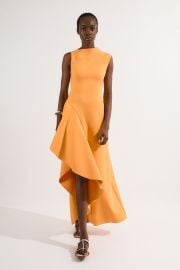 Scuba Drama Ruffle Hem Woven Maxi Dress at Karen Millen