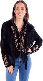 Scully Women's Brown Leather Fringe Jacket at Amazon