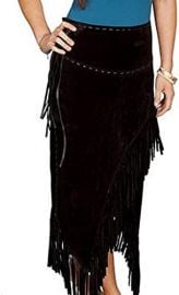 Scully Women39s Asymmetrical Fringe Suede Leather Skirt - L659-19 at Womens Clothing store at Amazon