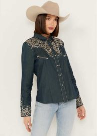 Scully Womens Vine Embroidered Long Sleeve Pearl Snap Western Shirt Boot Barn at Boot Barn