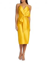 Scupture Bow-Front Strapless Dress by Badgley Mischka at Saks Fifth Avenue