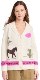 Sea Annette Intarsia Long Sleeve Cardigan Cream XXS at Shopbop