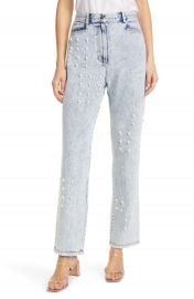 Sea Betty Imitation Pearl Acid Wash Jeans   Nordstrom at Nordstrom