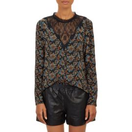 Sea Brocade-Print Lace Top at Barneys