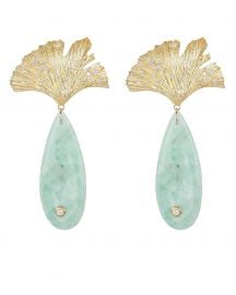 Sea Foam Onyx & Leaf Earrings by Apples & Figs at Intermix