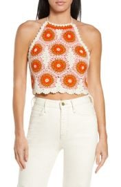 Sea Hayden Crochet Halter Top in Pink Size Small at Nordstrom