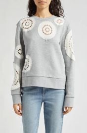 Sea Joy Crochet Patch Cotton Sweatshirt at Nordstrom